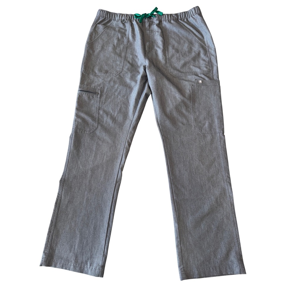 FIGS Men XL Gray Technical Collection Scrub Pants TM3001 Cargo Pocket Drawstring